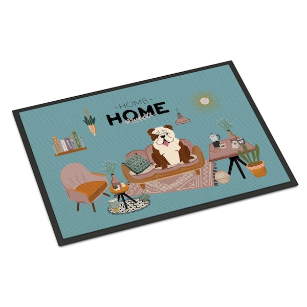 Carolines Treasures 24 x 36 in. Brindle White English Bulldog Sweet Home Indoor or Outdoor Mat CK7966JMAT - main